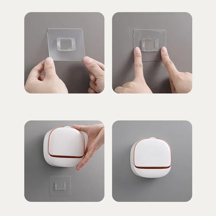 Boîte porte-savon voyage en situation - Accessoire étanche compact salle de bain