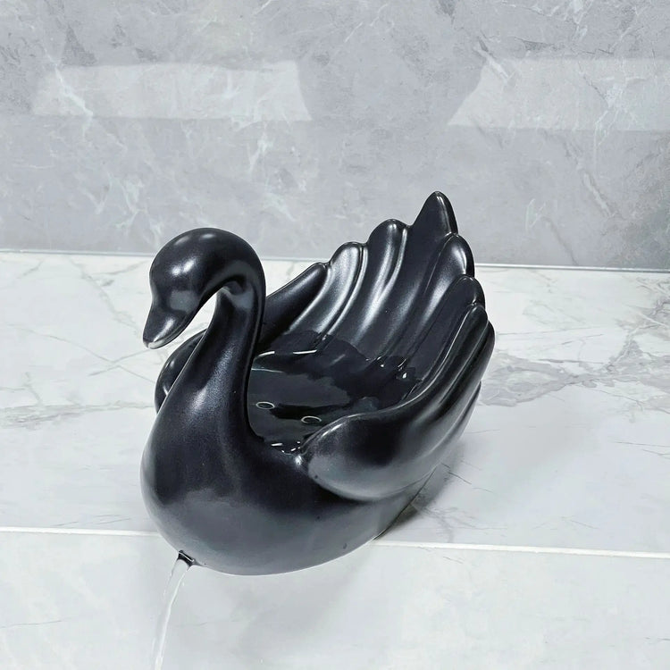 Finition premium porte-savon cygne artistique matériau noble accessoire luxe salle de bain