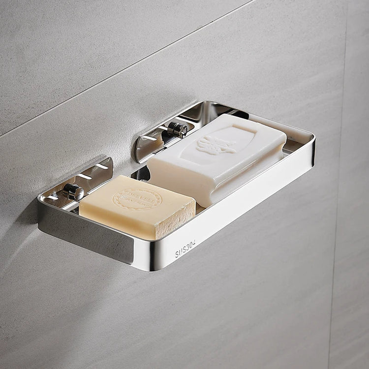 Porte-savon acier inoxydable 500g stable - Accessoire salle de bain haut de gamme résistant humidité finition anti-traces