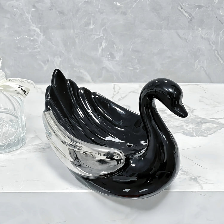 Ambiance salle de bain luxe avec porte-savon cygne design artistique premium décoratif