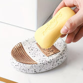 Distributeur savon céramique premium design marbre doré luxueux - élégant moderne double paroi résistant accessoire salle de bain
