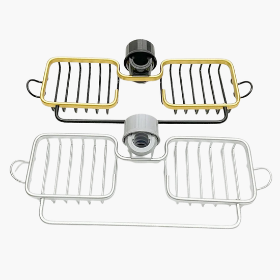 Panier porte-savon douche premium en situation - installation murale et utilisation pratique