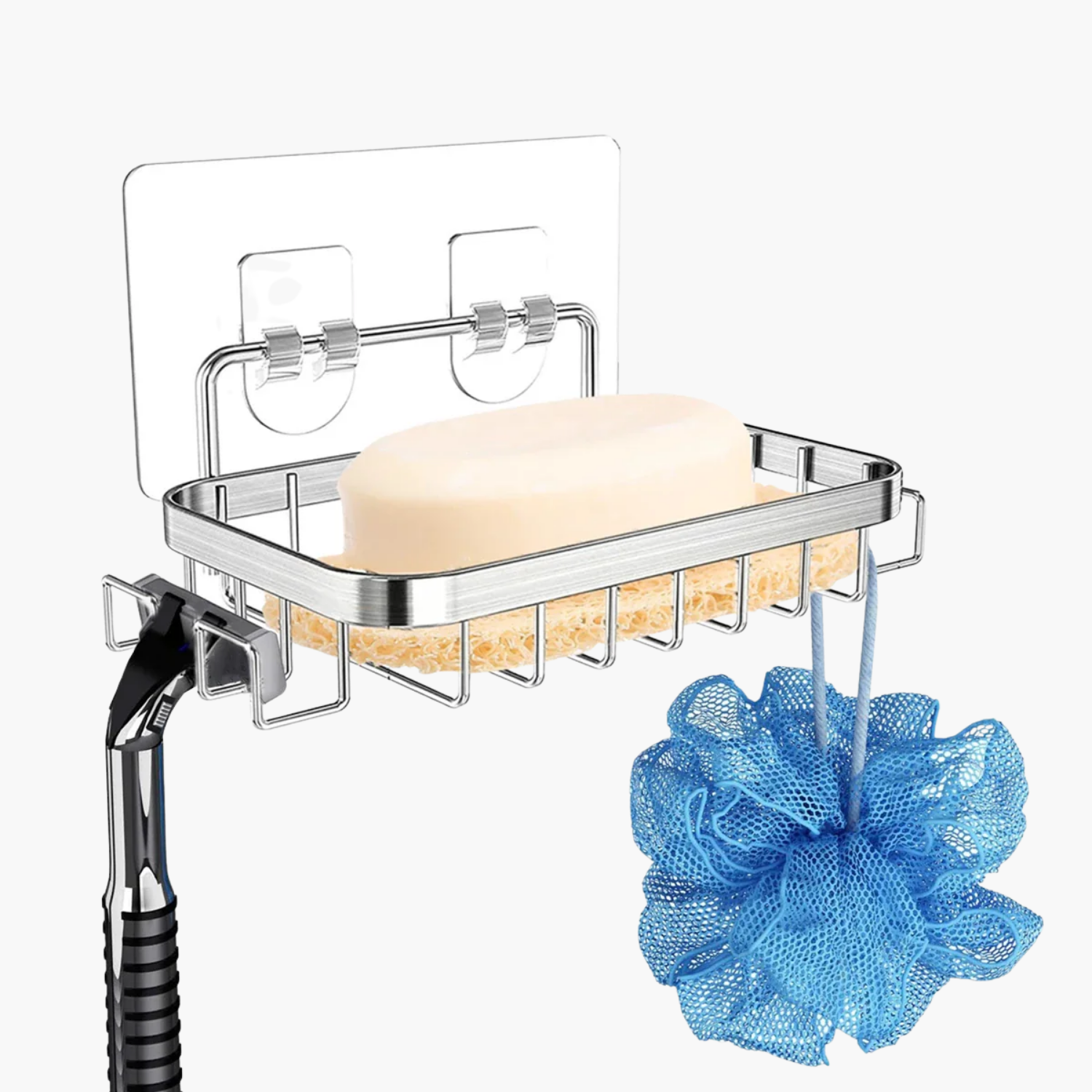 Porte-savon avec crochet premium double fonction multifonctionnel - 200g organisateur 2-en-1 résistance 2kg accessoires