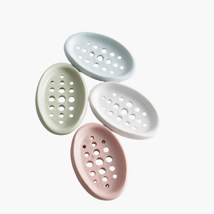 Porte-savon baignoire céramique couleurs pastel - Accessoire salle de bain design antidérapant