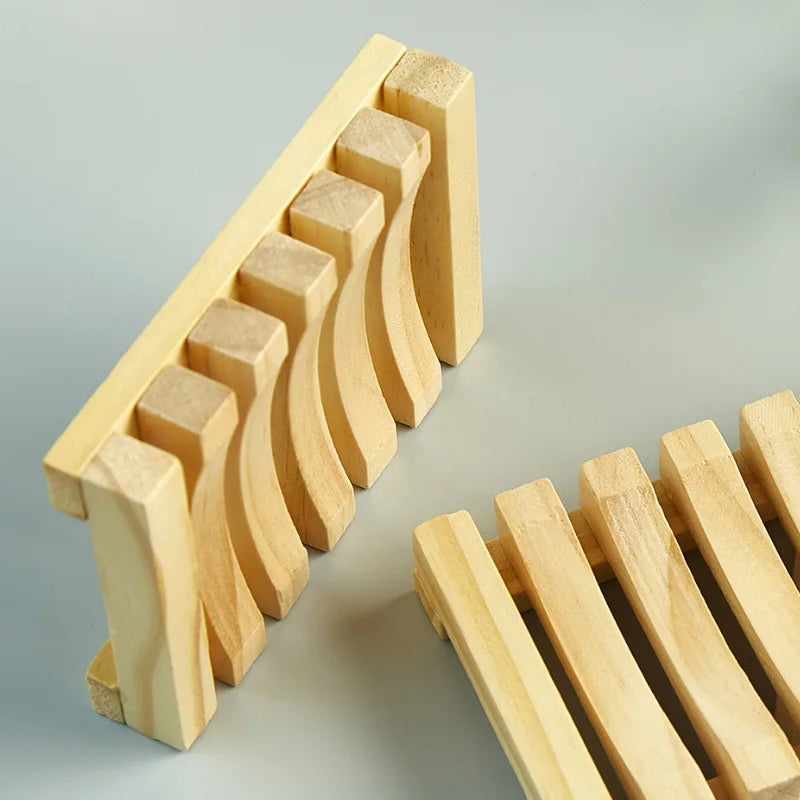 Porte-savon bambou naturel texture antidérapante - Accessoire douche écologique résistant humidité finition premium
