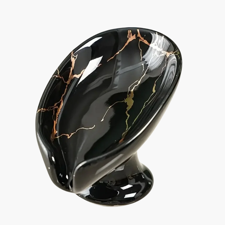 Porte-savon céramique design feuille avec drainage optimal pour salle de bain
