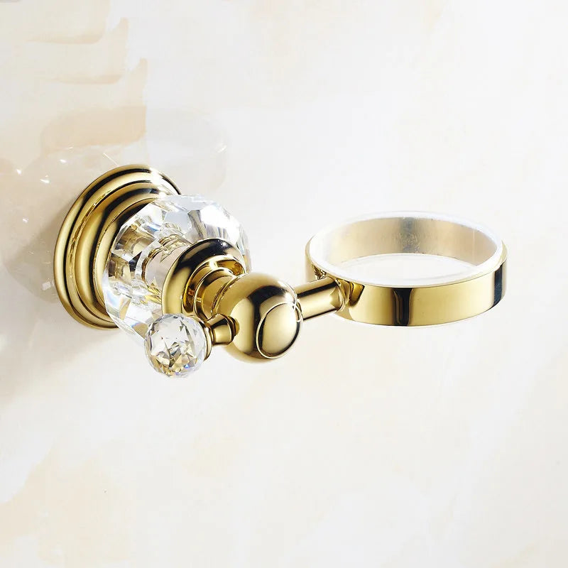 Porte-savon cristal transparent vue détaillée - Luxe brillant premium salle de bain élégant raffiné noble
