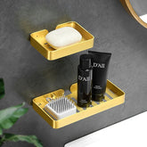 Porte-savon doré premium revêtement or résistant corrosion ternissement surface polie miroir
