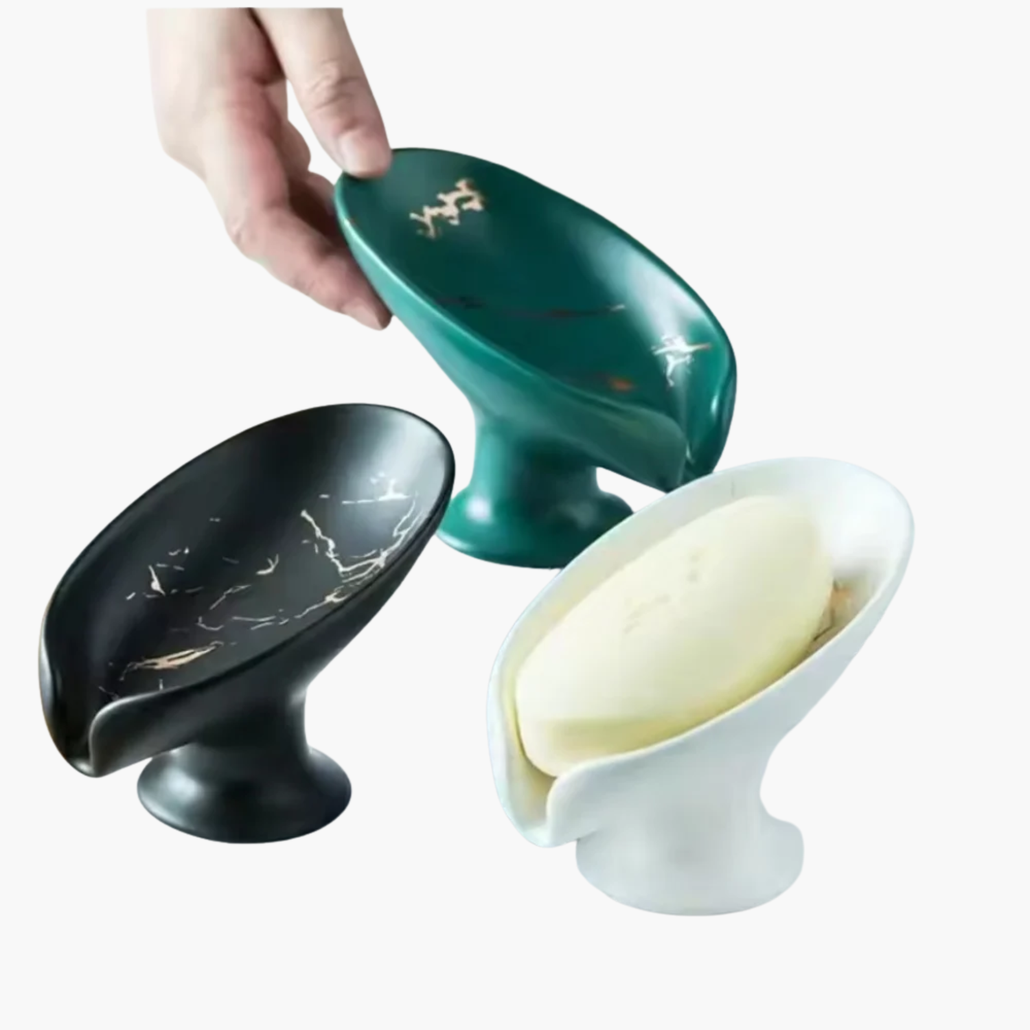 Porte-savon en céramique forme feuille - vue d&