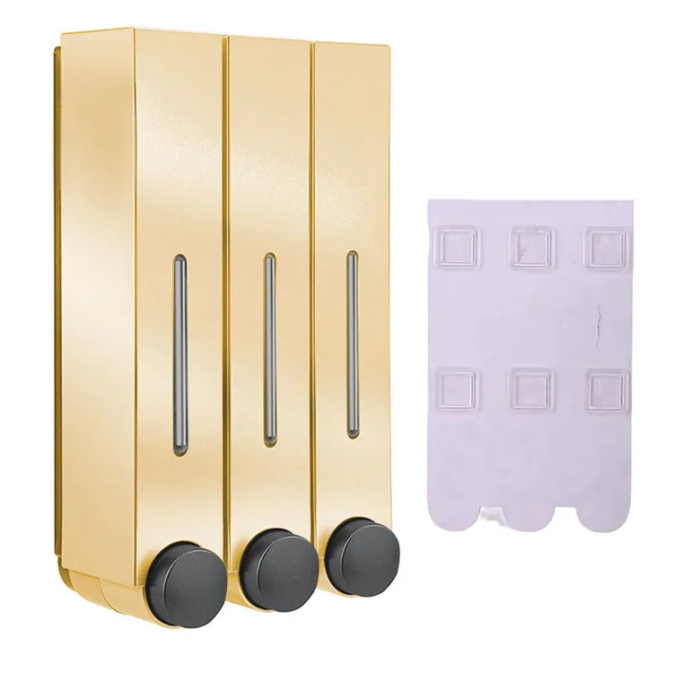 Porte-savon gel douche premium avec drainage - Support distributeur flacons liquides résistant projections
