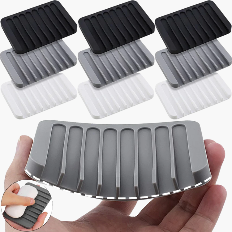 Porte-savon gris élégant premium design moderne - Accessoire salle de bain antidérapant