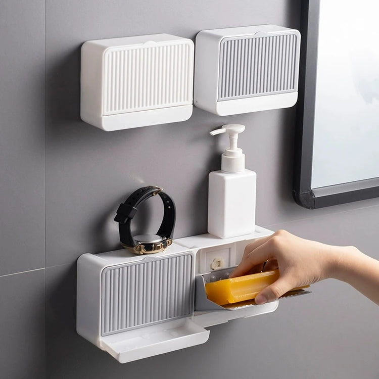 Porte-savon mural sans perçage technologie adhésive brevetée - compatible carrelage verre métal surfaces lisses
