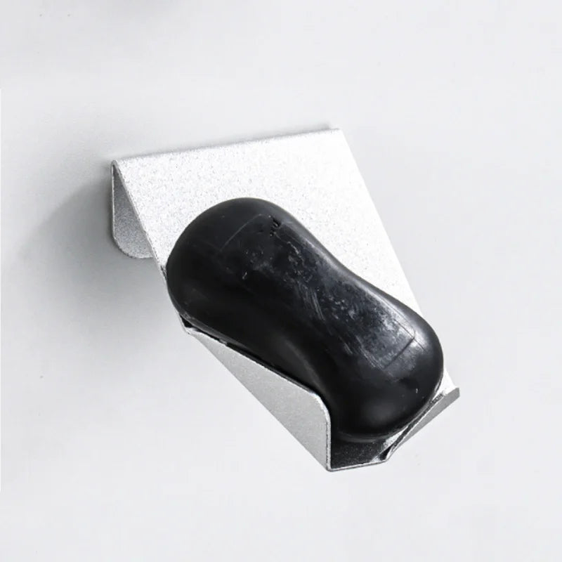 Porte-savon autocollant finition silver - Design moderne adhérence parfaite

