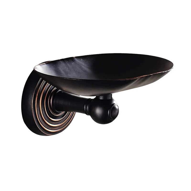 Porte-savon bronze vintage en situation d'usage, démontrant sa stabilité et son design fonctionnel élégant
