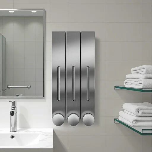 Support flacons gel douche design contemporain - Organisateur produits liquides douche avec base antidérapante
