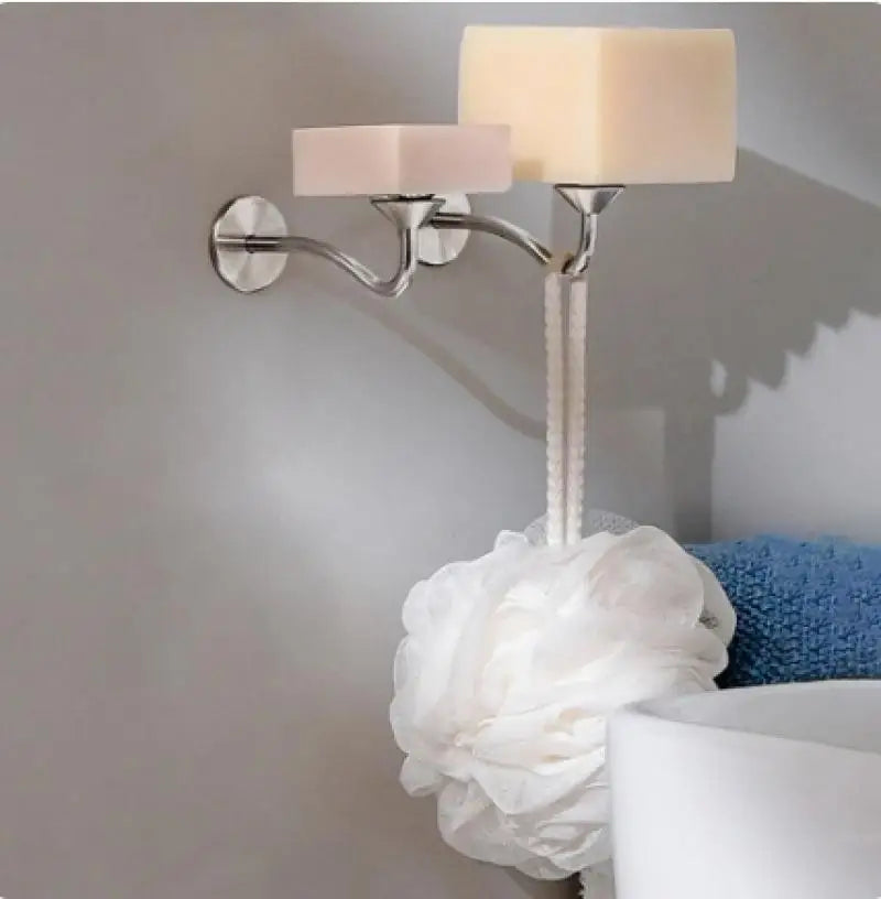 Support savon mural vue détaillée - Design moderne finition silver élégante
