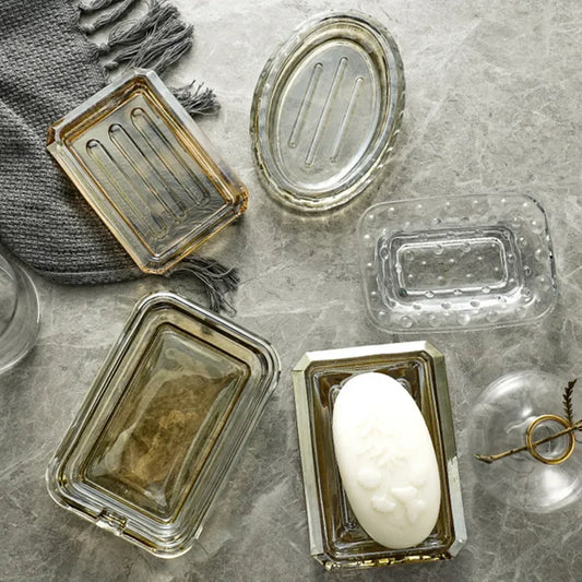 porte savon en verre transparent