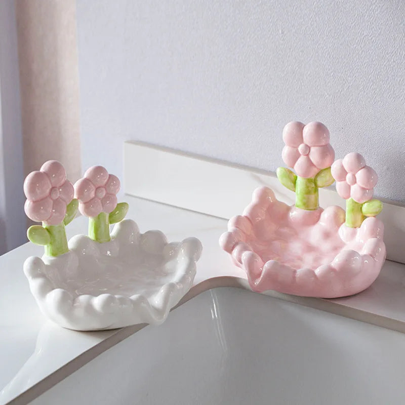 porte savon fleur